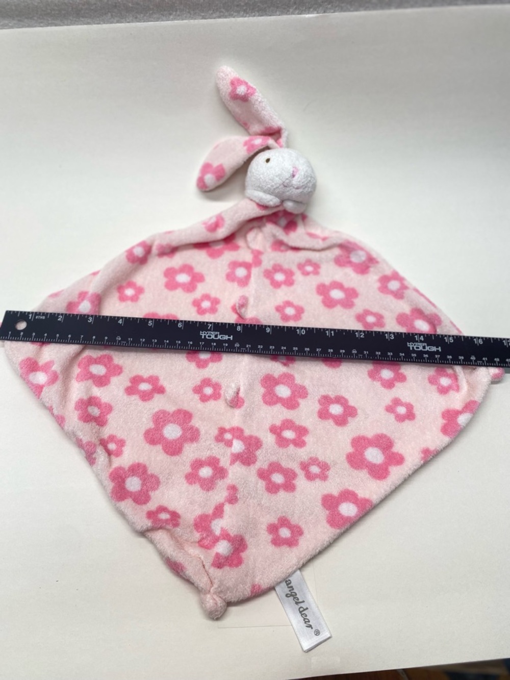 Angel Dear Bunny Rabbit Lovey Pink White Flowers Security Blanket Baby Cuddle - Picture 10 of 10